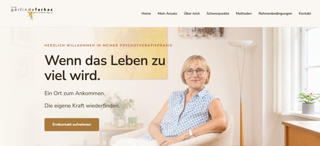Website von Mag. Gerlinde Farkas-Zehetner &ndash; gebaut von Dreamland AI