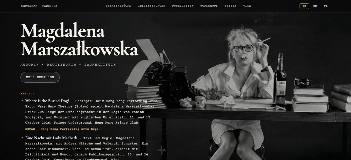Webseite von Magdalena Marszałkowska, gestaltet von Dreamland_AI