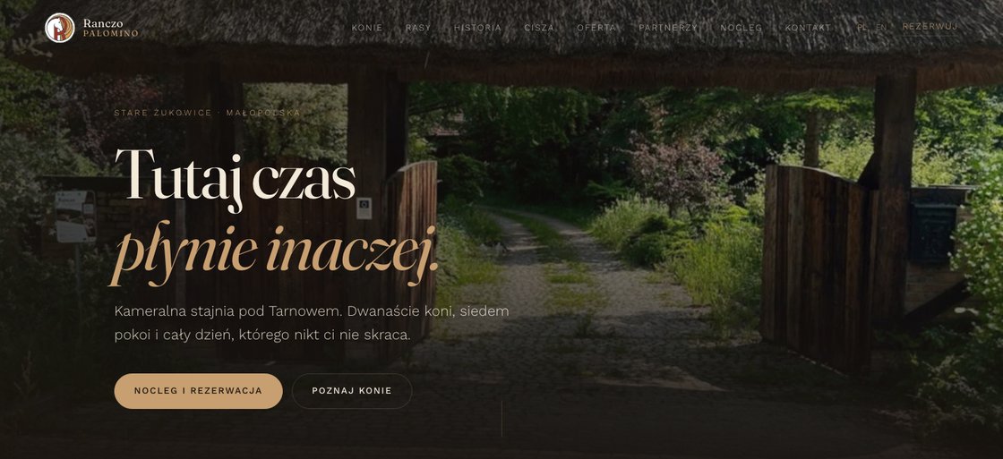 Webseite von Ranczo Palomino, gestaltet von Dreamland_AI