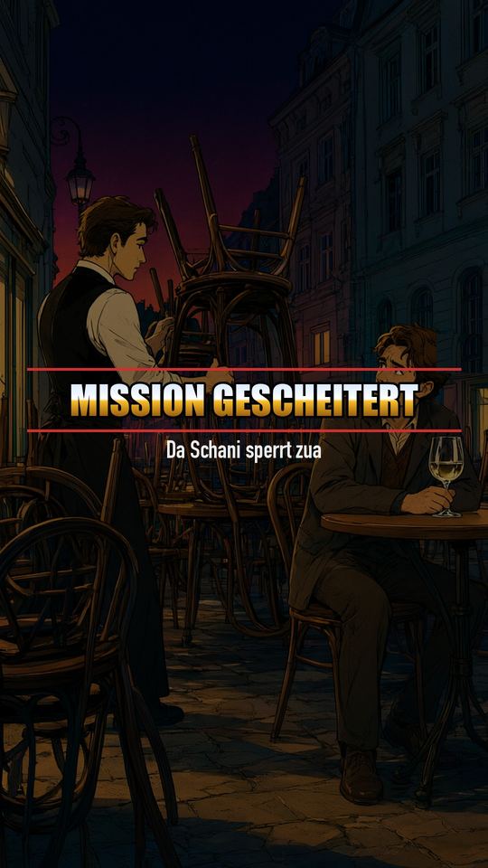 Ober stapelt Sessel im leeren Schanigarten