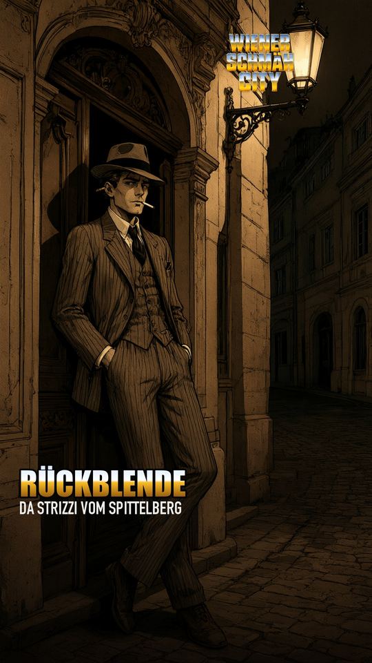 Strizzi in den 1920ern unter einer Gaslaterne
