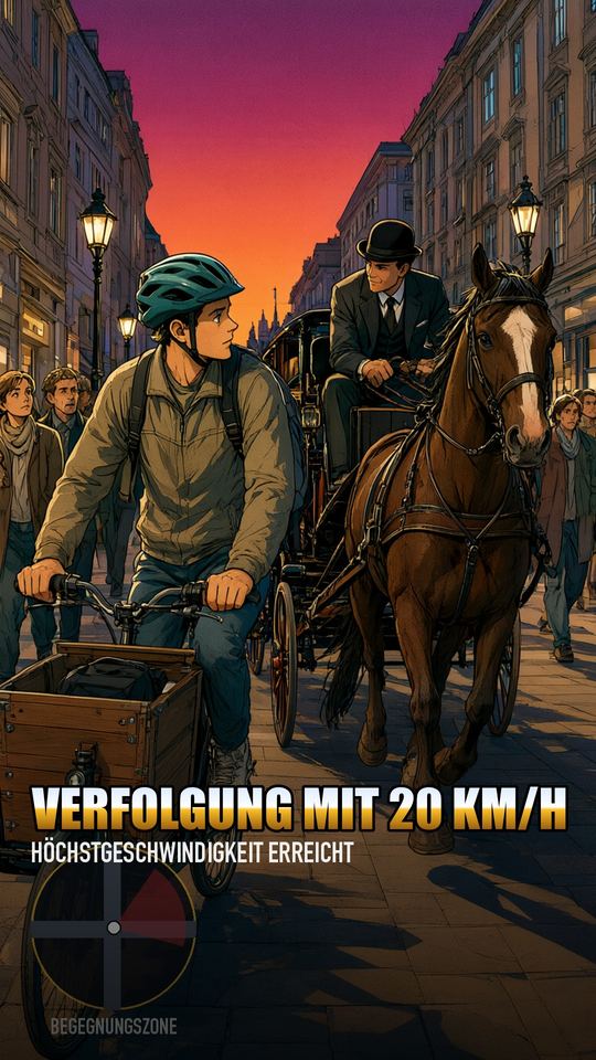 Fiaker verfolgt ein Lastenrad